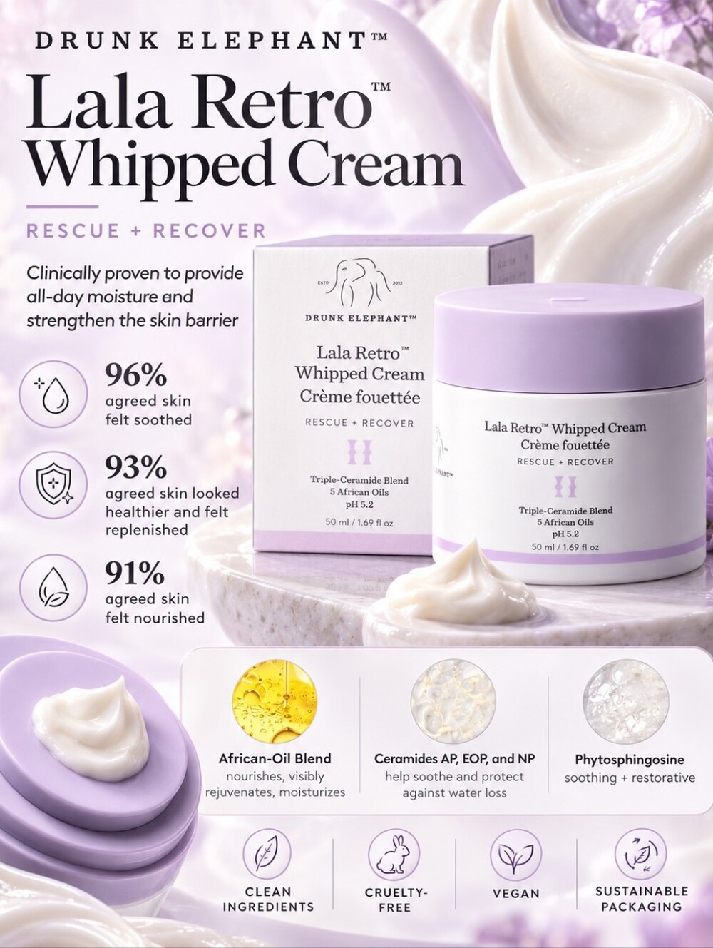 Drunk Elephant Lala Retro Whipped Cream – 50 mL